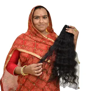 レミーキューティクル整列若い女性バージン織り波状バンドルインド寺院人毛
