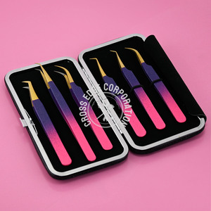 Nouveau gros fibre pointe extension de cils pince à épiler 90 degrés pince à cils volume en acier inoxydable pince à épiler application de cils - Product Image 4