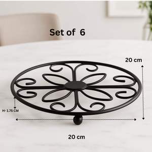 Handmade Heat Resistant Metal Trivet Set of 4 Black Hot Pot and <b>Pan</b> <b>Stand</b> Coaster for Kitchen Dining Table - Product Image 2