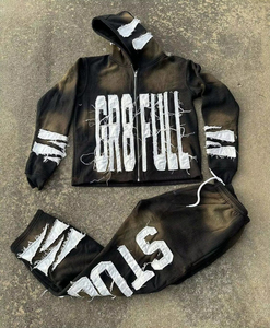 ชุดวอร์มสตรีทแวร์ Gr8ful แบบมีซิปเต็มตัว เสื้อฮู้ด กางเกงขายาว พิมพ์ลายตัวอักษร สำหรับผู้ใหญ่ ใส่ได้ทั้งชายและหญิง เหมาะสำหรับฤดูใบไม้ร่วง สไตล์ลำลอง ชุดกีฬา - Product Image 4
