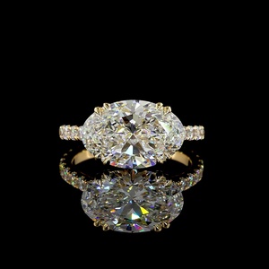 Bague en diamant ovale de 4 carats cultivé en laboratoire, moissanite est-ouest, halo caché, pierre blanche, certifiée IGI, bague de fiançailles et de mariage - Product Image 1