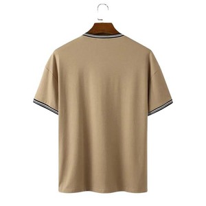 Camiseta de Manga Corta para Hombre, Talla Grande, Color Sólido, con Bolsillo y Ribete en Contraste, Cuello Redondo, Tejido de Algodón, Estilo Casual - Product Image 2