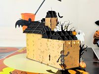 Carte de vœux pop-up d'Halloween avec design 3D de maison hantée et fantômes, impression numérique, carte rectangulaire en papier pour la remise des diplômes et les anniversaires