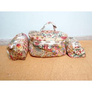 New Arrival Wholesale Handcrafted floral printed Pure 100% Cotton Vanity Set Traveling Makeup Bag Cosmetic Organizer - Product Image 1