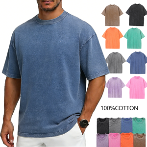 Nueva Camiseta Oversize con Lavado Ácido, Diseño Gráfico Personalizado, Logotipo, Tallas Grandes, Camiseta Lisa de Algodón Pesado para Hombre, Uso Casual - Product Image 1