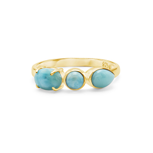 Three Larimar Stones <b>Ring</b> S925 Sterling Silver Bezel <b>Set</b> Oval Round Pear Shape Minimalist Design Everyday Wear Fine <b>Ring</b> Jewelry - Product Image 5