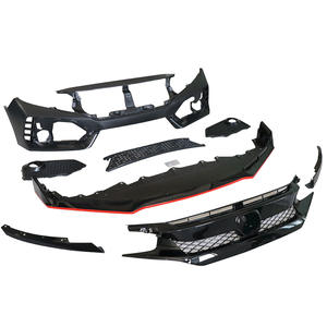 Couvercle de pare-chocs avant PP <span class=keywords><strong>Type</strong></span> <span class=keywords><strong>R</strong></span> Style avec calandre noire brillante et lèvre avant avec ligne rouge pour <span class=keywords><strong>Honda</strong></span> Civic 2016-2021 - Product Image 2