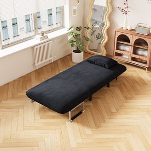 31.5\" Convertible Chair <b>Bed</b> Tri Fold <b>Sofa</b> with Adjustable Backrest Pillow Leisure Chaise Lounge Couch Durable Steel <b>Frame</b> - Product Image 4