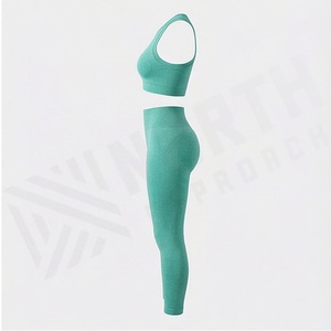 Solid Customized Color Womens Yoga Set Latest Design Gym Fitness Activewear Wholesale Workout Clothing <b>Low</b> MOQ Style - Product Image 3