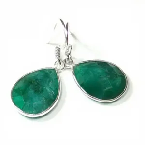 Boucles d'oreilles pendantes en argent sterling 925 avec quartz vert, taille ovale, serti clos, pierre précieuse naturelle, bijoux faits à la main pour femmes, vente en gros - Product Image 4