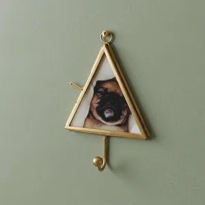 Artisan <b>Design</b> Triangle Brass/Glass Photo <b>Frame</b> with Hook Durable <b>Wall</b> Decor for Home-Model PF1013 - Product Image 1