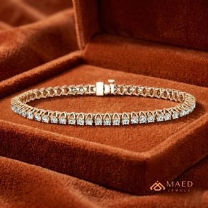 สร้อยข้อมือเทนนิสโมอิสซาไนต์สำหรับผู้หญิง สีโรสโกลด์ สร้อยข้อมือแบบโซ่เส้นเล็ก ประดับด้วยหินทรงกลม เครื่องประดับแฟชั่น ของขวัญวันครบรอบสำหรับเจ้าสาว - Product Image 5