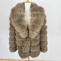 AL SWANS Manteau trench sans manches en fausse fourrure de renard pour femme, épais et chaud, col en fourrure de renard, couleur unie, longueur moyenne, luxe