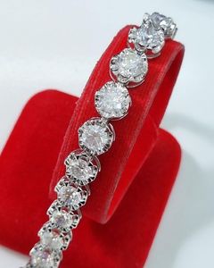 Rhodium Plated Moissanite Link <b>Bracelet</b> Round Brilliant Cut Claw Setting Chain Jewelry for Certified Trendy Unisex Party Gift - Product Image 3