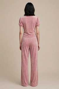Women <b>Velvet</b> 2 Piece Lounge Set Short Sleeve V Neck <b>Top</b> And Long Pants - Product Image 3