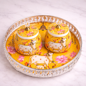 Plateau en argent allemand avec pot, coffret cadeau Diwali - Product Image 1