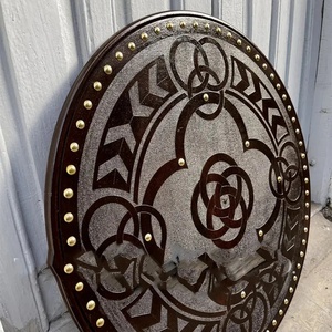 Bouclier Viking en bois fait main de 24 pouces avec motif loup et centre en acier, personnalisable, qualité DIY - Product Image 6