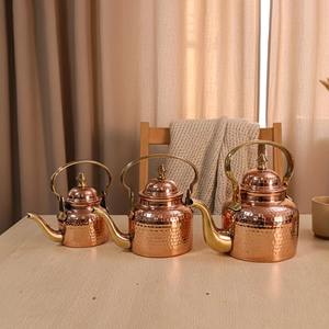 Handcrafted Hammered Copper <b>Kettle</b> Set Vintage Brass Handle Cookware Copper Tea <b>Kettle</b> Stovetop Handmade Copper Tea Pot - Product Image 6
