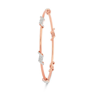 Interlocking Round Loop Diamond Accent <b>Bangle</b> <b>Bracelet</b> - Product Image 2