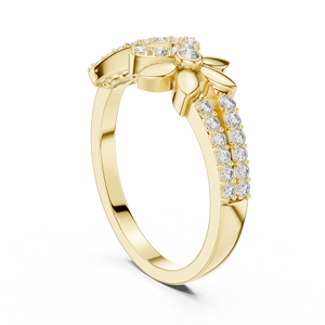 Bague pour femme INFINITY FLORAL avec diamant rond de laboratoire, or jaune 18 carats plaqué rhodium, tendance, pour fiançailles, mariage, usage quotidien - Product Image 3