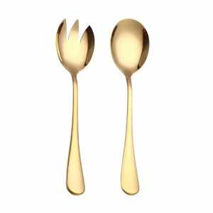 Premium Designer Gold Plated Eco-Friendly Stainless Steel Salad Server Set Designer Dishwasher Safe <b>Serving</b> <b>Spoon</b> In Low Price - Product Image 6