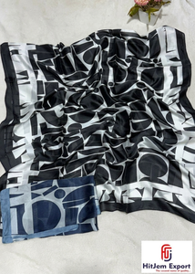 Nuevos Estilos de Moda, Pañuelos de Seda de Verano, Chales de Alta Calidad, Diseño Geométrico Naranja con Letras, Transpirables, para Mujer - Product Image 5