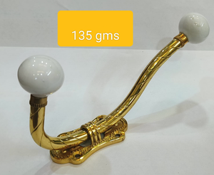 Porte-manteau et porte-chapeau mural décoratif en laiton et céramique à double poutre, organisateur de vêtements et porte-serviettes pour salle de bain - Product Image 3