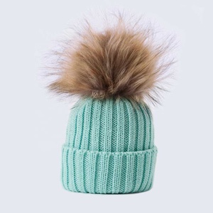 Wholesale Thick Warm <b>Beanie</b> 100% Soft Acrylic Faux Fur <b>Pom</b> <b>Pom</b> Bobble Hats <b>with</b> Your Adult & Custom Name/Logo Available - Product Image 4