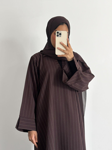 Abaya Moderna con Rayas para Ramadán y Eid, Abaya Cerrada Estilo Dubái, Vestido Musulmán para Mujer, Ropa Islámica, Moda para Uso Diario, Abaya Femenina - Product Image 4
