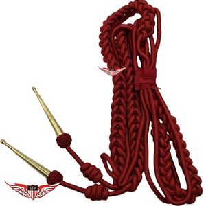 Aiguillette Red Silk With Red Silk Twisted Thread And Tips <b>Braided</b> Parade Aiguillette Epaulettes Shoulder <b>Cord</b> - Product Image 5