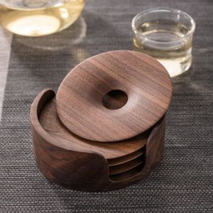 Premium Natural Wood Coaster Set With Elegant Finish For Luxury Dining <b>Table</b> Beverage <b>Protection</b> Accessories - Product Image 6