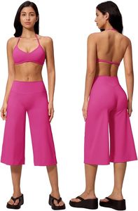 Conjunto de Yoga Gris sin Costuras con Top Corto Halter y Pantalones Culotte de Cintura Alta, 2 Piezas, Color Sólido, Ropa Deportiva Transpirable - Product Image 6