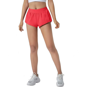 Shorts Deportivos Rojos para Mujer, Cintura Alta, Poliéster, con Bolsillo Lateral con Cremallera, Cordón Oculto, Transpirables, para Yoga - Product Image 4