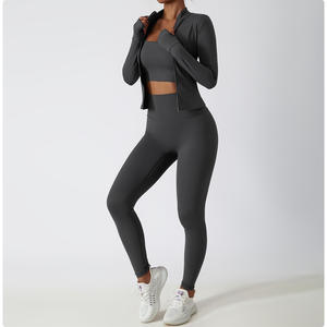 Vêtements de sport personnalisés avec logo, soutien-gorge de sport doux pour la course à pied, leggings de yoga, pantalons, vêtements, veste à manches longues, vêtements de fitness, ensemble de yoga pour femmes - Product Image 4
