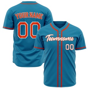 Chemise de baseball personnalisée pour jeunes par sublimation, nom d'équipe 00, bleu, polyester respirant, boutonnée, manches courtes, vêtements de sport pour adultes - Product Image 1