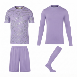 Ensemble de maillots de football unisexe personnalisés Lavande avec numéros d'équipe, séchage rapide, 100 % polyester, maille, col rond, manches courtes, VÊTEMENTS - Product Image 1