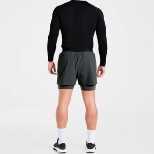 Top Trending OEM Wholesale Custom Logo Men's Sporty Running Shorts Double <b>Layer</b> Quick Dry Breathable Elastic Waist <b>Mid</b> Length - Product Image 5