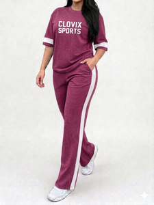 Conjunto Deportivo de 2 Piezas para Mujer con Logotipo Personalizado, Camiseta Holgada y Pantalones Anchos, Ropa Casual de Calle, Transpirable, Ideal para el Verano - Product Image 3