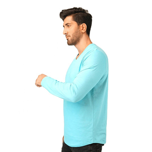 T-shirt pour homme à col en V, 100% coton, manches courtes, couleur personnalisée, logo personnalisé, solide, anti-rides, séchage rapide, écologique, respirant - Product Image 1