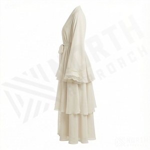 Nouvelle robe abaya musulmane de luxe avec hijab, couleur personnalisée, écharpe fantaisie, vêtements élégants et modestes, haute qualité, vente en gros - Product Image 3