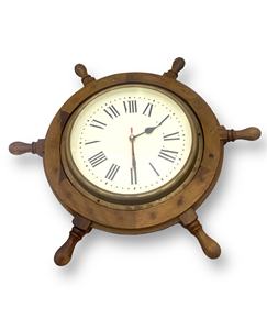 Horloge murale de style roue de bateau de 18 pouces |   Horloge murale en bois nautique pour la décoration de la maison, du bureau et de l'hôtel |   Exportation en gros - Product Image 3