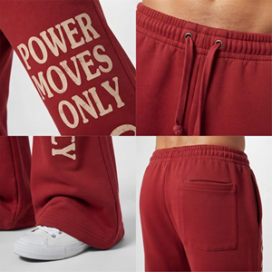 Pantalon de survêtement évasé en molleton épais 420 GSM, style décontracté urbain, en coton French Terry pour l'hiver - Product Image 6