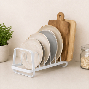 Metal Pot and Pan Organizer <b>Rack</b> for <b>Kitchen</b> Cabinet <b>Storage</b> Cookware Lid Holder Steel Pantry & Under-Sink Shelf Organizer - Product Image 4