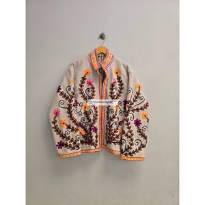 Veste brodée de fleurs, manteau 100% coton et laine avec doublure intérieure en coton, veste bohème chic, manteau pour femme - Product Image 5