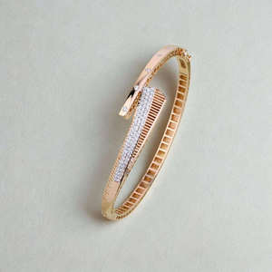 Rose Gold Plated <b>Cuff</b> <b>Bracelet</b> With Moissanite Baguette Cut Channel Setting Geometric Design Women's Luxury Everyday Wear - Product Image 1