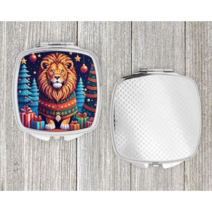 Espejo de maquillaje de viaje compacto de Navidad de León para mujeres y niñas, bolsillo plegable de mano, regalo decorativo, Idea de regalo de Navidad - Product Image 4
