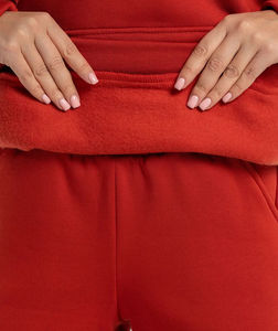 Ensemble de survêtement rouge à capuche pour femme, manches longues, couleur unie, décontracté, pour l'automne, pantalon de jogging en coton avec poches latérales et taille élastique - Product Image 3