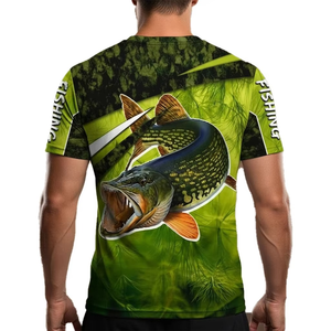 Vêtements de pêche, chemise à manches longues, protection UV, séchage rapide, polyester, imprimé poissons d'océan, chemise avec logo personnalisé, vente en gros - Product Image 4