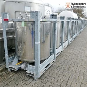 Conteneur IBC rond en acier inoxydable V2A de 1000 L avec pompe et moteur PLC |   Réservoir de stockage industriel en vrac - Product Image 6