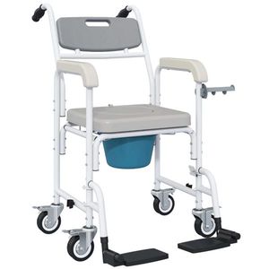 Fauteuil roulant manuel gris pour personnes âgées, chaise de toilette pour la douche - Product Image 2